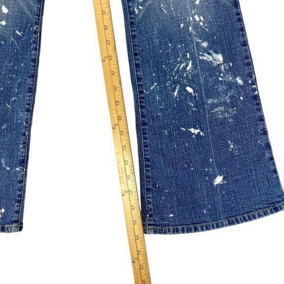 !It Jeans Distressed Paint Splatter Jeans Womens Size 11/12 Blue Denim Pants Y2K - Picture 12 of 13
